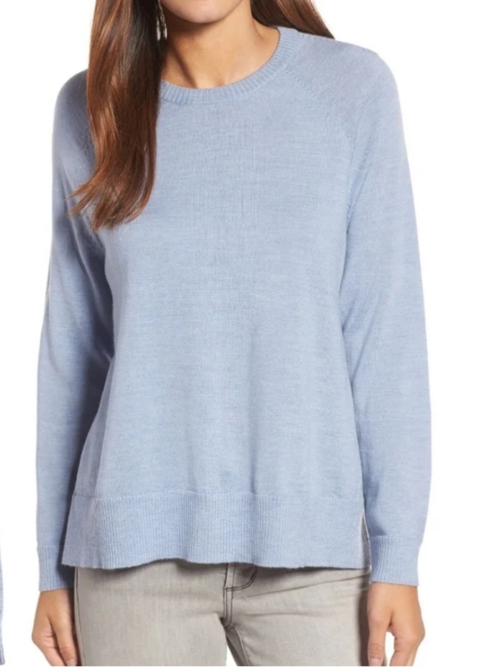 Eileen Fisher Powder Blue merino wool Crewneck Sweater M